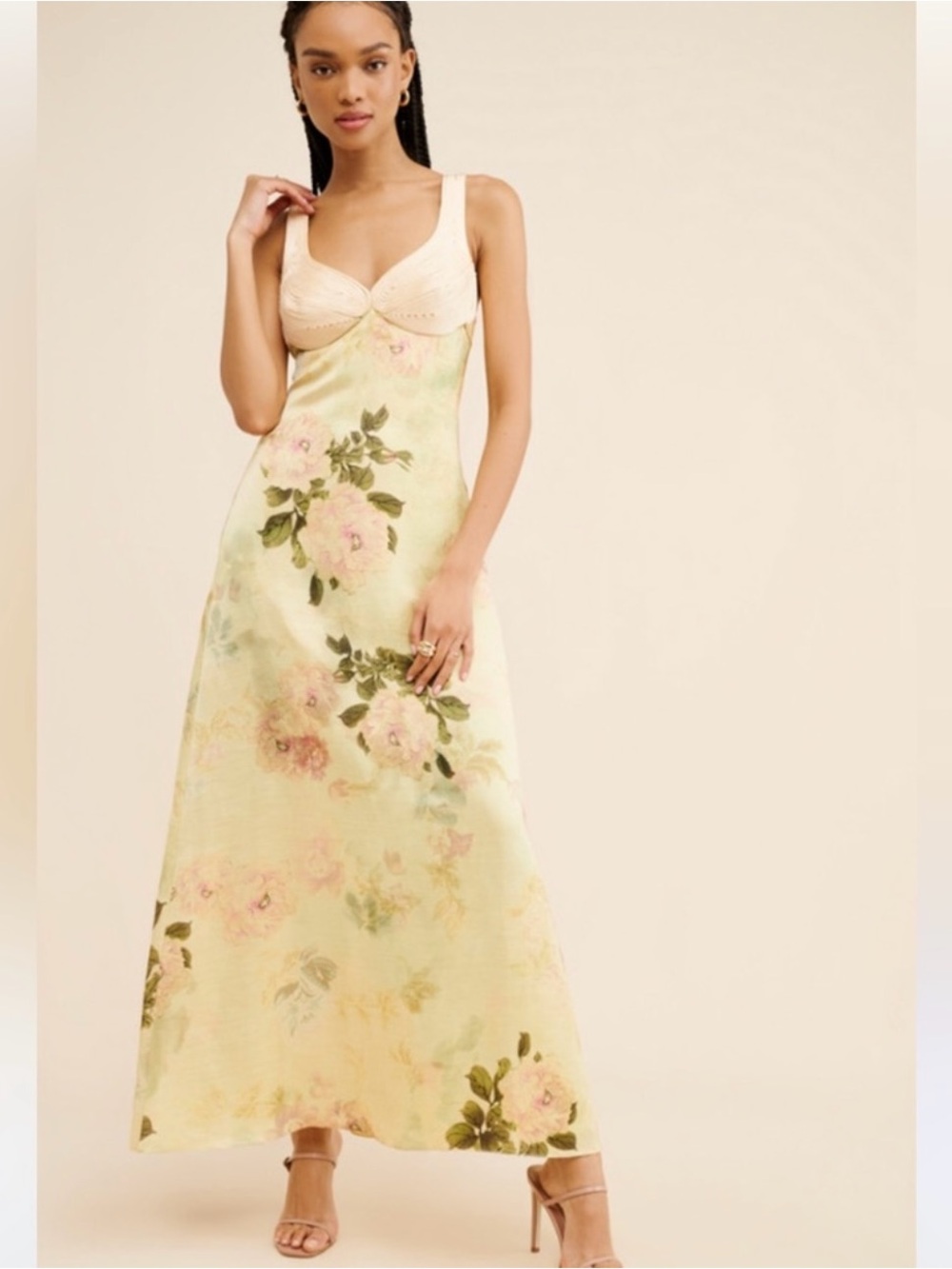 Anthropologie Geisha Designs Floral Maxi Slip Dress